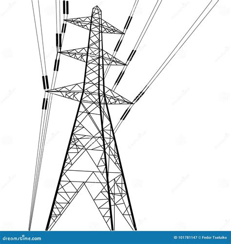 Power line construction stock illustration. Illustration of tower - 101781147