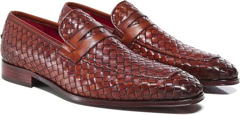 Jeffery West Men's Woven Leather Soprano Penny Loafers Brown 10: Amazon ...