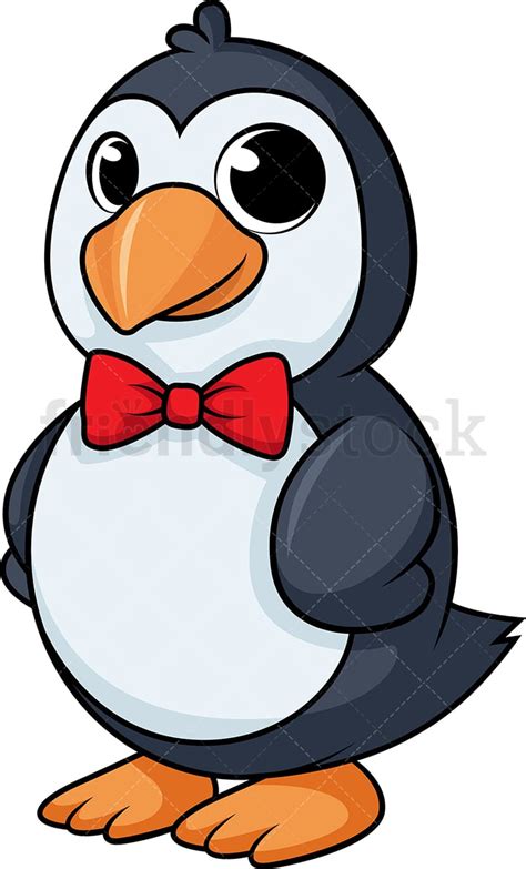 Classy Penguin With Bow Tie Cartoon Clipart Vector - FriendlyStock