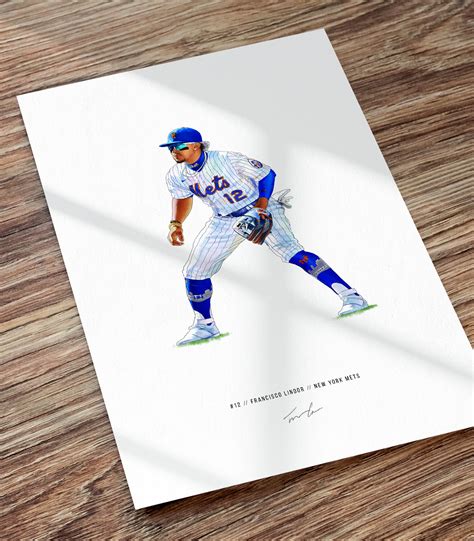 Francisco Lindor New York Mets Baseball Illustrated Print - Etsy