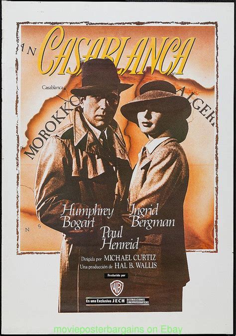 CASABLANCA MOVIE POSTER 1990's Spanish Commercial INGRID BERGMAN HUMPHREY BOGART | Movie posters ...