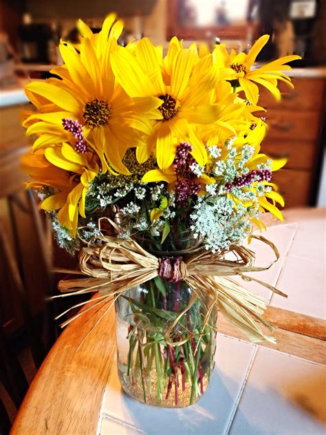 Fall Wild Flower Bouquet in a Mason Jar