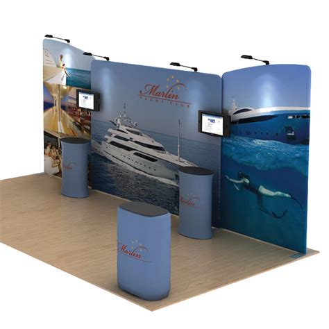 20ft portable trade show displays booths backdrop walls pop up banners system with TV mount ...