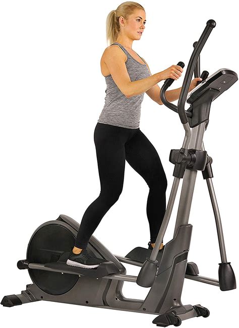 Sunny Health & Fitness Magnetic Elliptical Trainer Machine w/Device Holder, Programmable Monitor ...