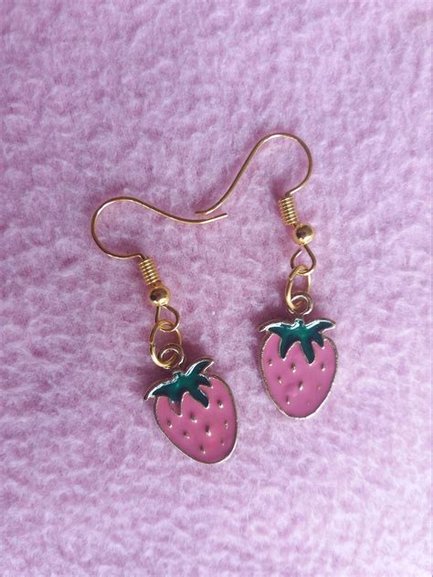 Kawaii/cute Pastel strawberry pink earings kawaii japanese | Etsy ...