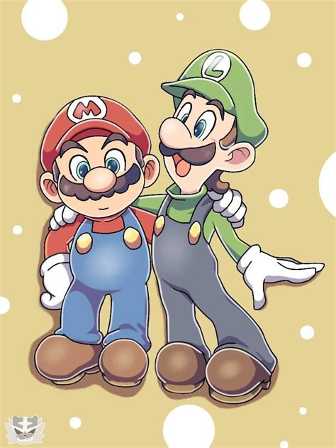 mario and luigi are standing next to each other in front of snow ...