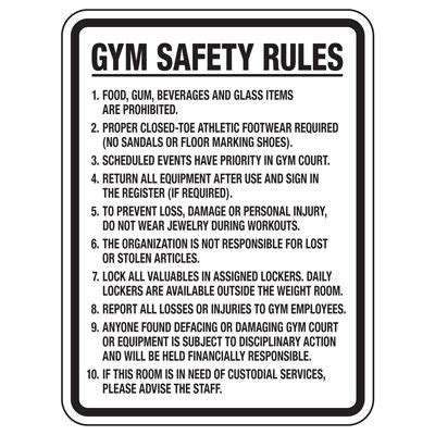 Gym Safety Rules - Athletic Facilities Signs | Emedco