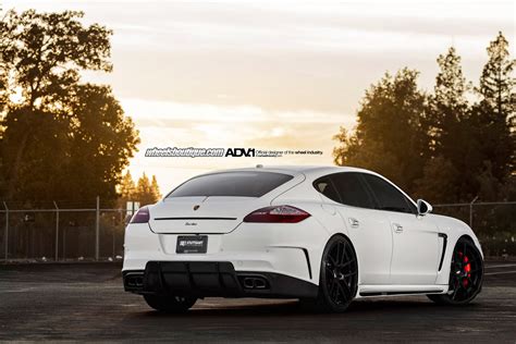 White Porsche Panamera Shod in ADV1 Rims Featuring Red Brakes — CARiD ...