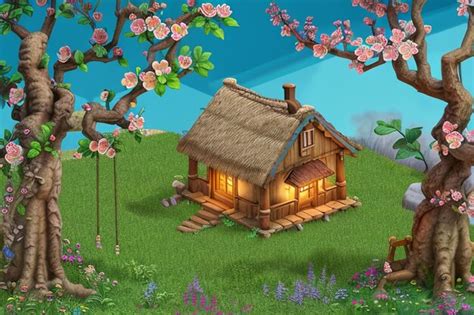 Premium Photo | Cartoon anime style game scene modeling rendering illustration sakura house ...