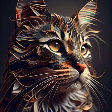 Beautiful cat portrait. Digital art painting. 3d rendering., Image 23604160 Stock Photo at Vecteezy