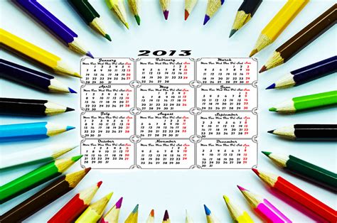 Pencil Calendar 2013 Free Stock Photo - Public Domain Pictures