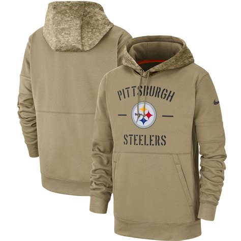 Men's Pittsburgh Steelers Nike Tan 2019 Salute to Service Sideline Therma Pullover Hoodie