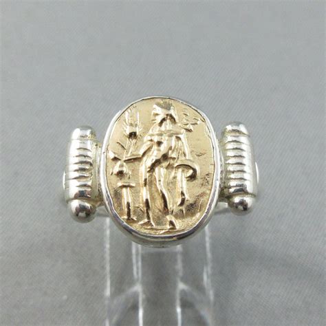 Silver and 14K yellow gold stamp ring - La Boîte à Bijoux