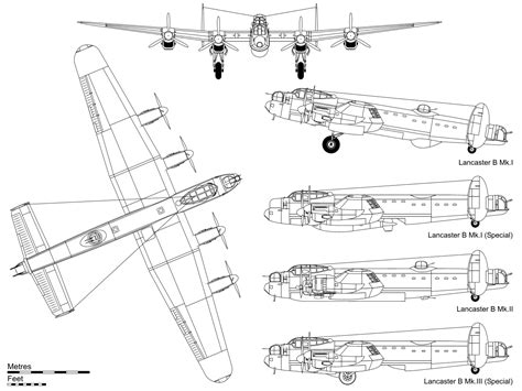 Avro Lancaster Blueprint - Download free blueprint for 3D modeling