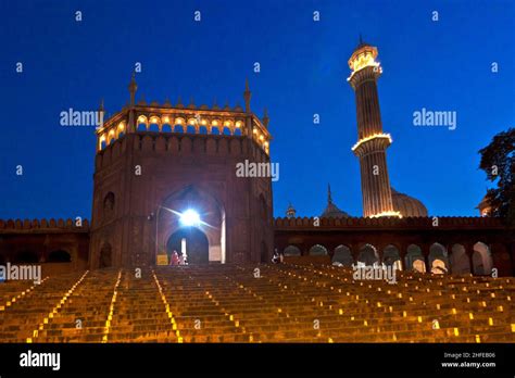 Jama Masjid Mosque by night, old Delhi, India Stock Photo - Alamy