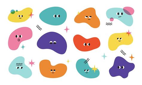 Big Set of Various bright Blobs with face emotions of different shapes ...