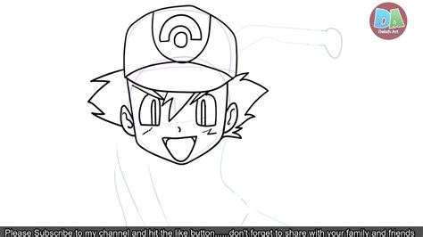 How to Draw Ash Ketchum from Pokemon step by step