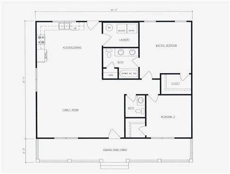 Simple 2 Bedroom 1 1/2 Bath Cabin. 1200 Sq Ft. Open Floor Plan With ...