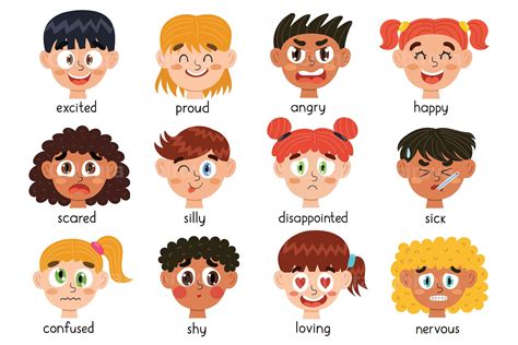 Emotions Clipart Kids Faces Emotions Clip Art Feelings Faces - Etsy