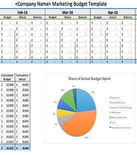 a spreadsheet showing the company's marketing budget sheet