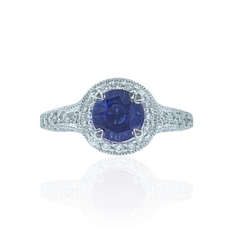 Sapphire & Diamond Halo Ring | Jupiter Jewelry Inc