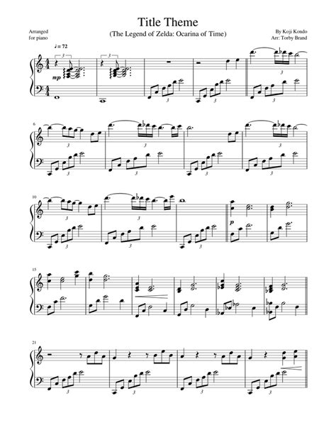 Title Theme (The Legend of Zelda: Ocarina of Time) Sheet music for Piano (Solo) | Musescore.com