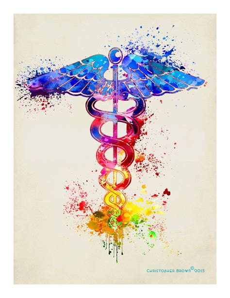 Nurse Gift Watercolor Caduceus 11x | Etsy | Medical tattoo, Nurse tattoo, Caduceus tattoo