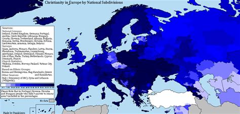 Christianity in Europe by National Subdivisions. - Maps on the Web