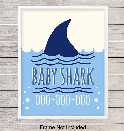 Baby Shark Nursery Art Print Wall Art - Yellowbird Art & Design