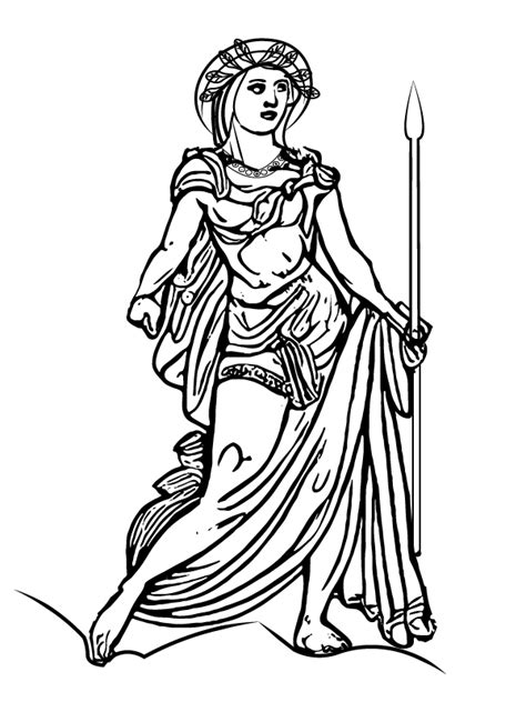 Ancient Greek Goddess Athena Coloring Page - Free Printable Coloring Pages for Kids