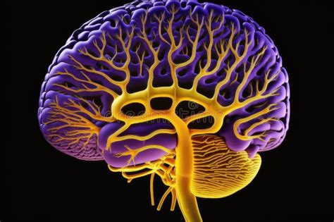 Structure of Human Brain in Purple Yellow Tones As Art of Brain Stock Illustration ...