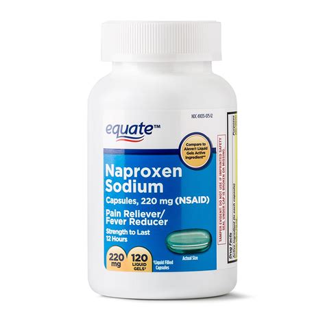 Equate Pain Relief Naproxen Sodium Gelcaps, 220 mg, 120 Ct - Walmart.com