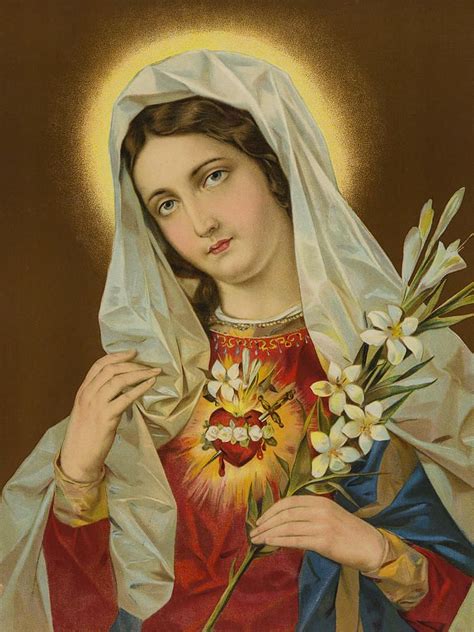 Sacred Heart Of The Virgin Mary Painting by European School | Imagem de jesus ressuscitado ...