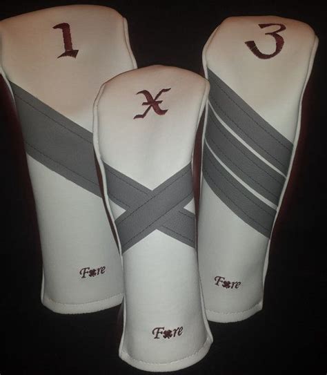 Maroon, White & Gray Custom Fore Leaf Golf Head Covers, Driver, Fairway, Hybrid | Golf head ...