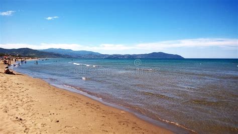 Paestum sand beach editorial stock image. Image of tourists - 96184474