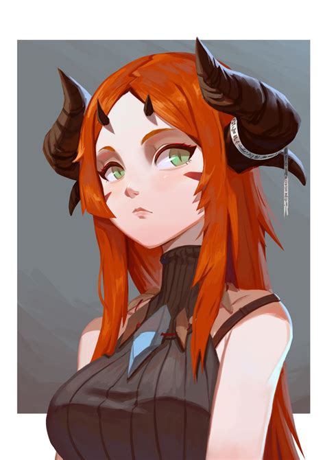 Horned girl, Proxy Xi on ArtStation at https://www.artstation.com/artwork/QzZ24L | Arte de ...