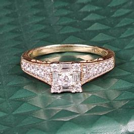 Princess Cluster Diamond Engagement Ring