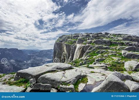 Trekking in Norwegian Fjords (Lysefjord) Stock Photo - Image of blue ...