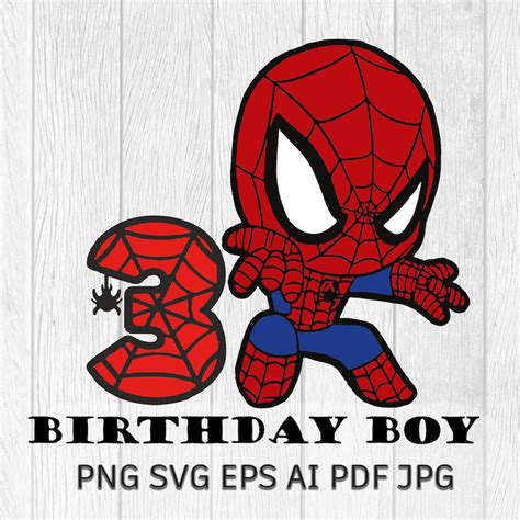 Spiderman 3rd Birthday Digital file svg PNG happy birthday | Etsy