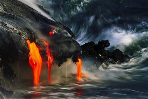 Online crop | lava flowing on body of water, lava, volcano, sea, Hawaii HD wallpaper | Wallpaper ...