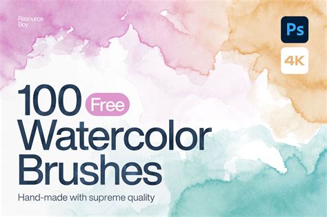 100 Watercolor Photoshop Brushes-FreeDesign