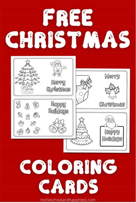 4 Free Printable Christmas Coloring Cards for Kids