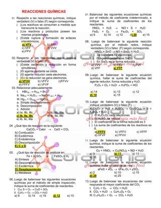 Reacciones químicas resueltos | PDF