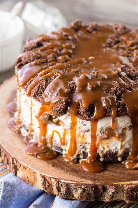 Salted Chocolate + Caramel Ice Cream Cake | Ice cream dessert recipe, Desserts, Ice cream cake ...