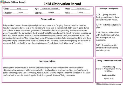 Aussie Childcare Network Anecdotal Record Aussie Childcare Network A452e651 #ResumeSample # ...