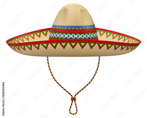 Mexican sombrero hat isolated on white background - 3D illustration ...