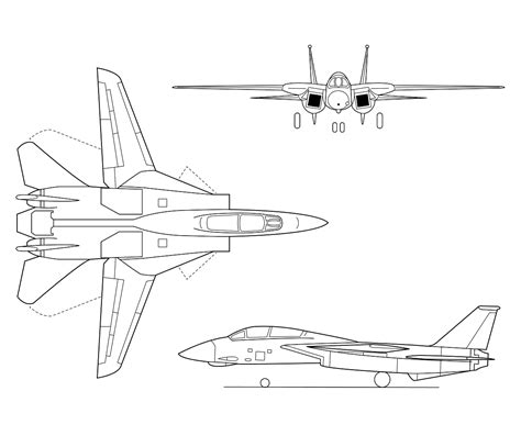 Grumman F-14 Tomcat Blueprint - Download free blueprint for 3D modeling ...