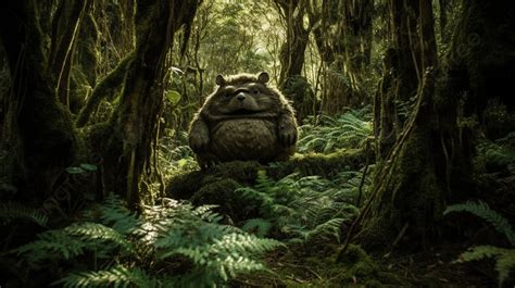 Creature Sitting In The Middle Of A Forest Background, 3987 Totoro ...