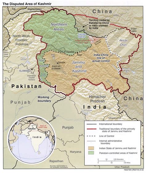 India – Pakistan: Kashmir • Map • PopulationData.net