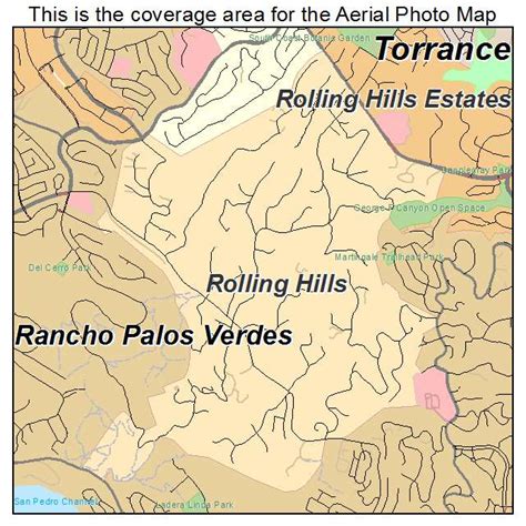 Aerial Photography Map of Rolling Hills, CA California